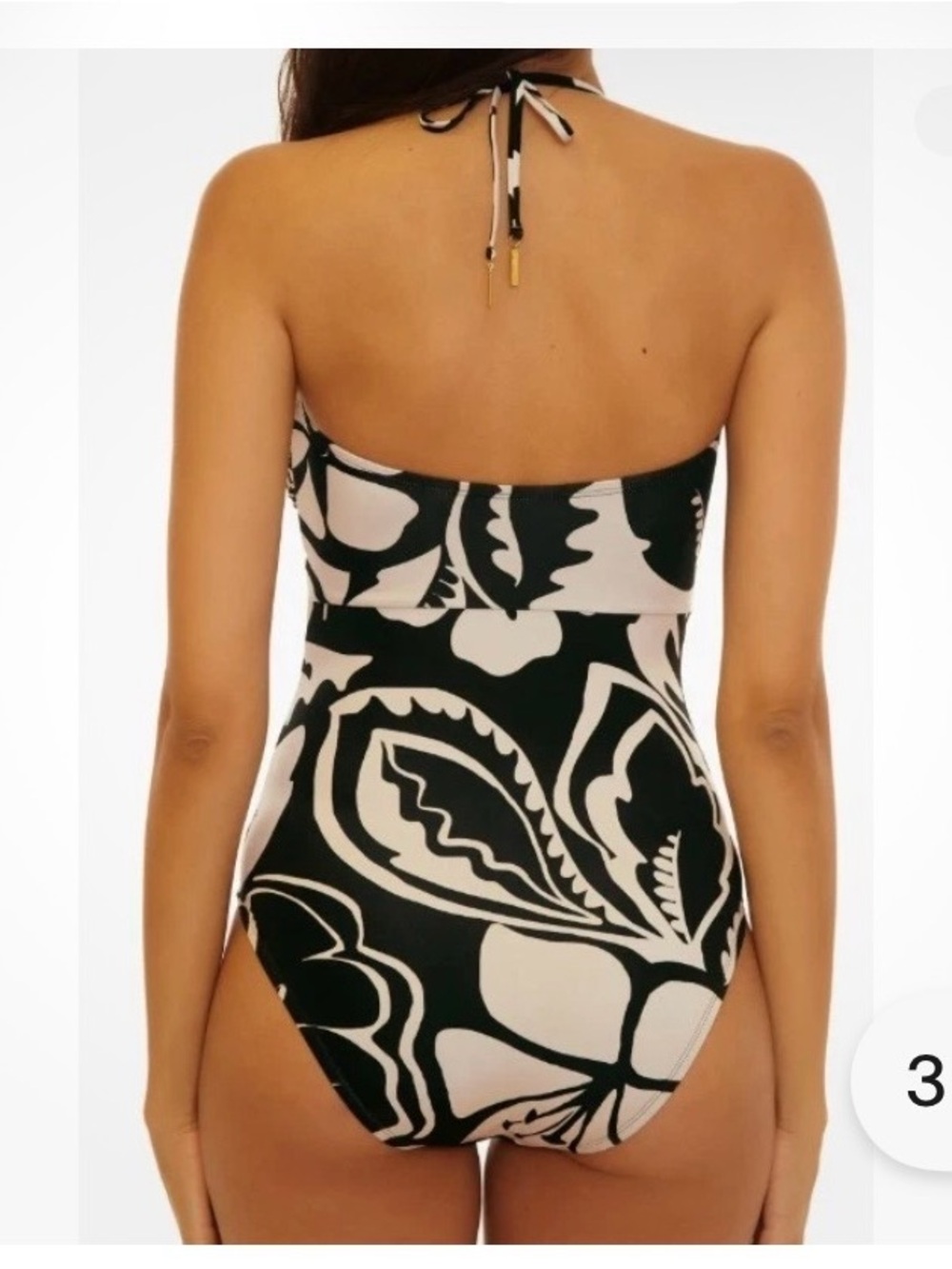 Trina Turk Florence -NWT Black and Cream Floral One-Piece Swimsuit - Picture 2 of 3